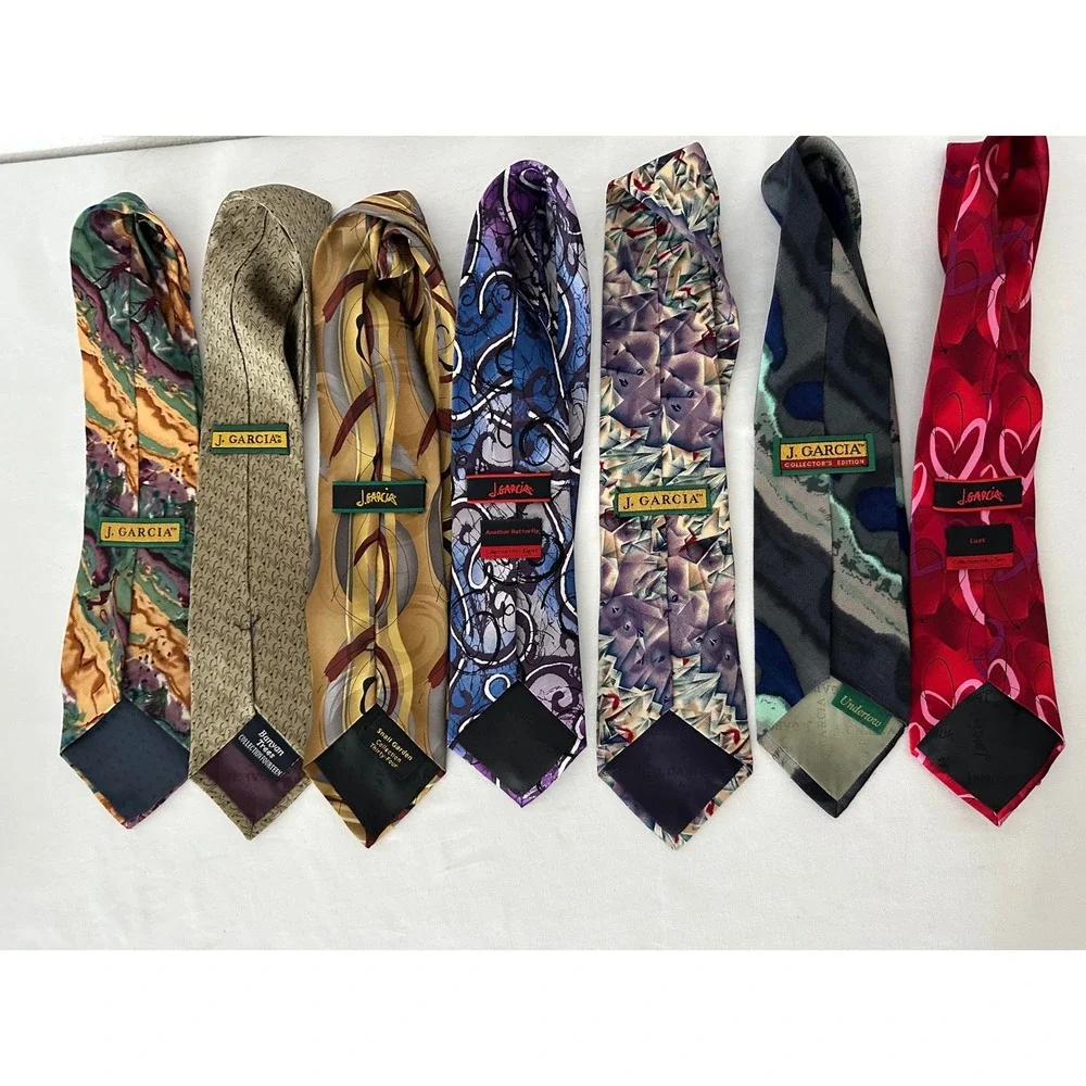 Vtg Garcia Silk Tie Lot 7 Neckties Abstract Psychedelic Art Grateful Dead Mixed - Picture 2 of 3